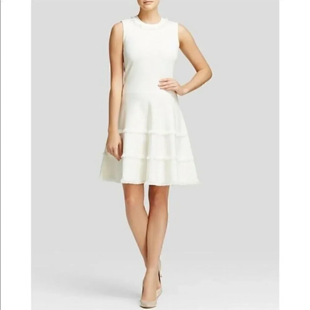 Kate Spade New York Bone White Fringe Trim Dress